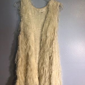 Furry Winter White Vest Medium